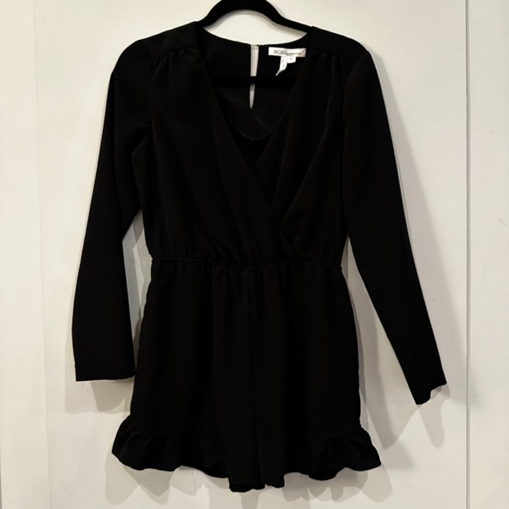 BCBG Long-Sleeve Black Romper